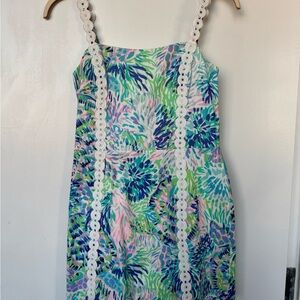 Lilly Pulitzer Jesse Shell Of A Party Lace Trim Stretch Dress Short Romper